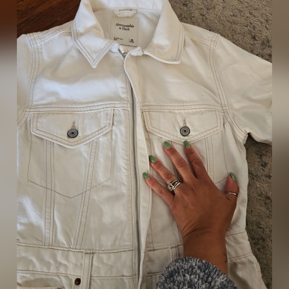 Abercrombie & Fitch Women’s Cream Denim Romper Casual One-Piece Summer Short XS - Picture 12 of 16